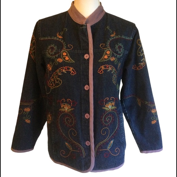 Denim&Co Jackets & Blazers - Denim & Co Embroidered Denim Jacket
